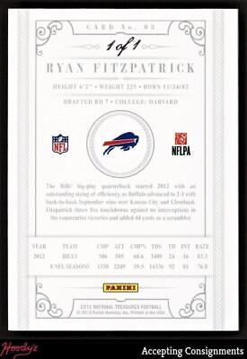 2012 Panini National Treasures Century Platinum #93 Ryan Fitzpatrick BILLS 1/1